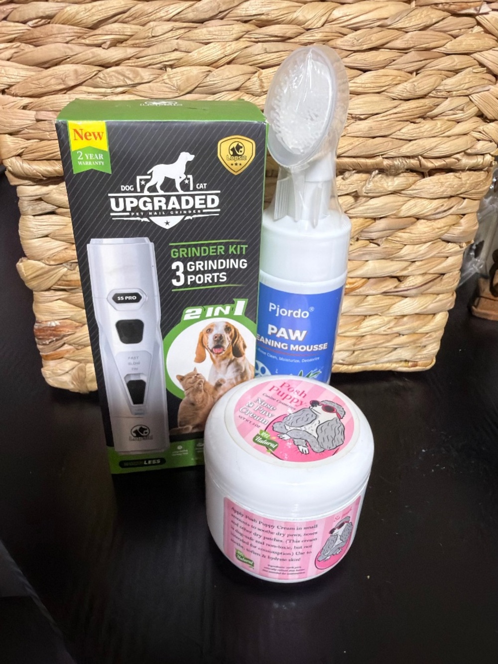 3-Pc Pet Grooming Spa Kit | Cordless Nail Grinder, Paw Mousse & Soothing Cream
